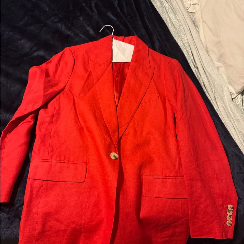 Zara Red Blazer with Tailored Professional Cut